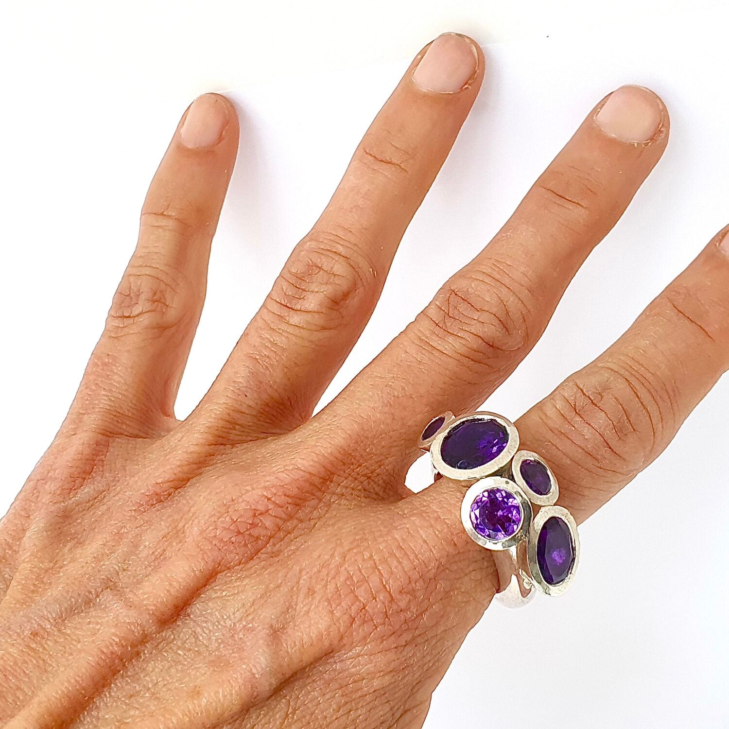 Amethyst Octopus Ring in Sterling Silver
