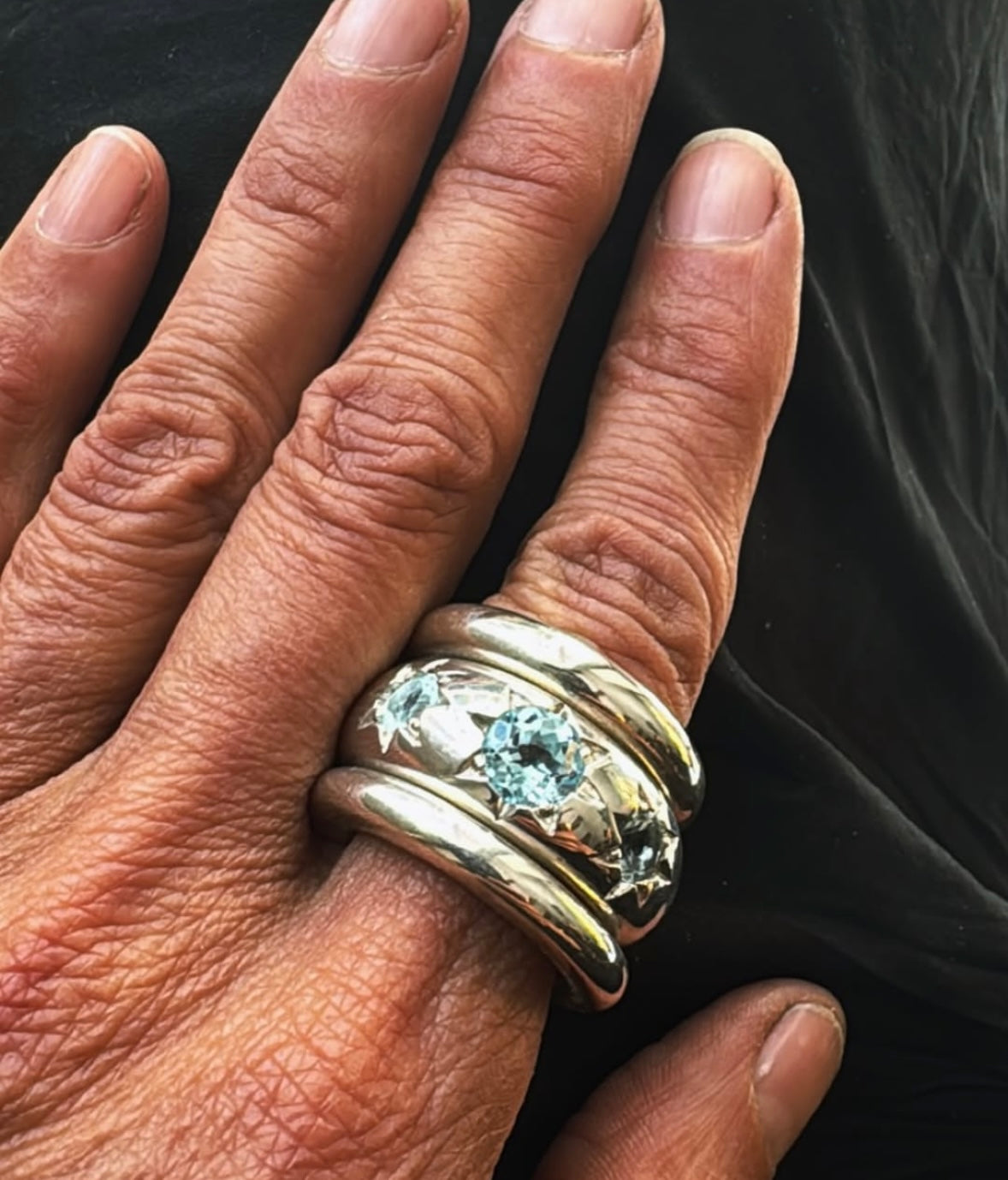 Sky Blue Topaz Star Ring in Sterling Silver