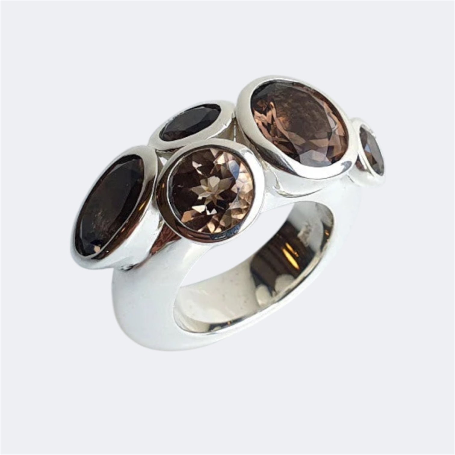 Smokey Quartz Octopus Ring in Sterling Silver