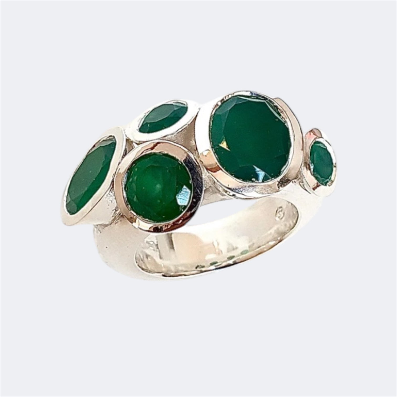 Green Onyx Octopus Ring in Sterling Silver