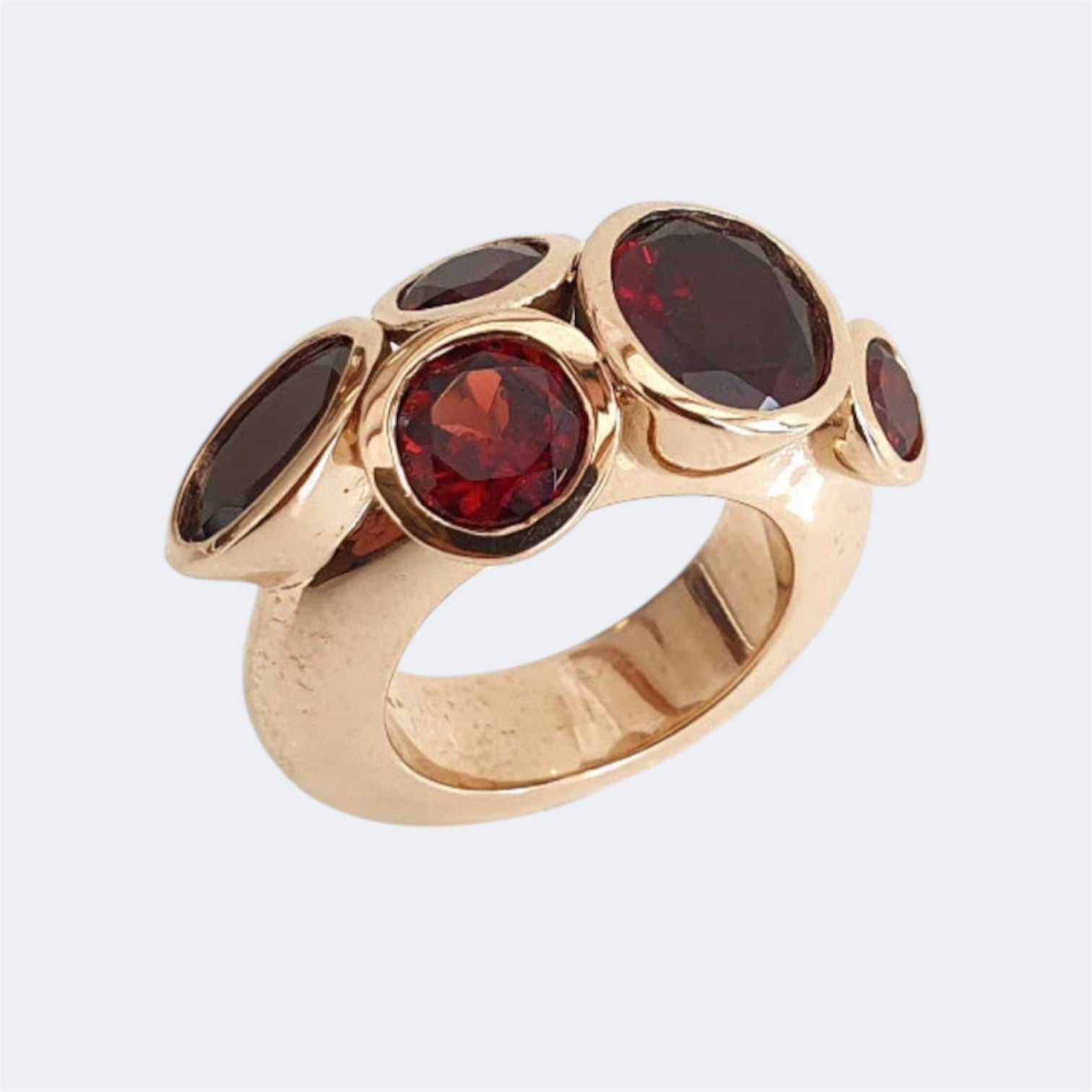 Garnet Octopus Ring in Bronze