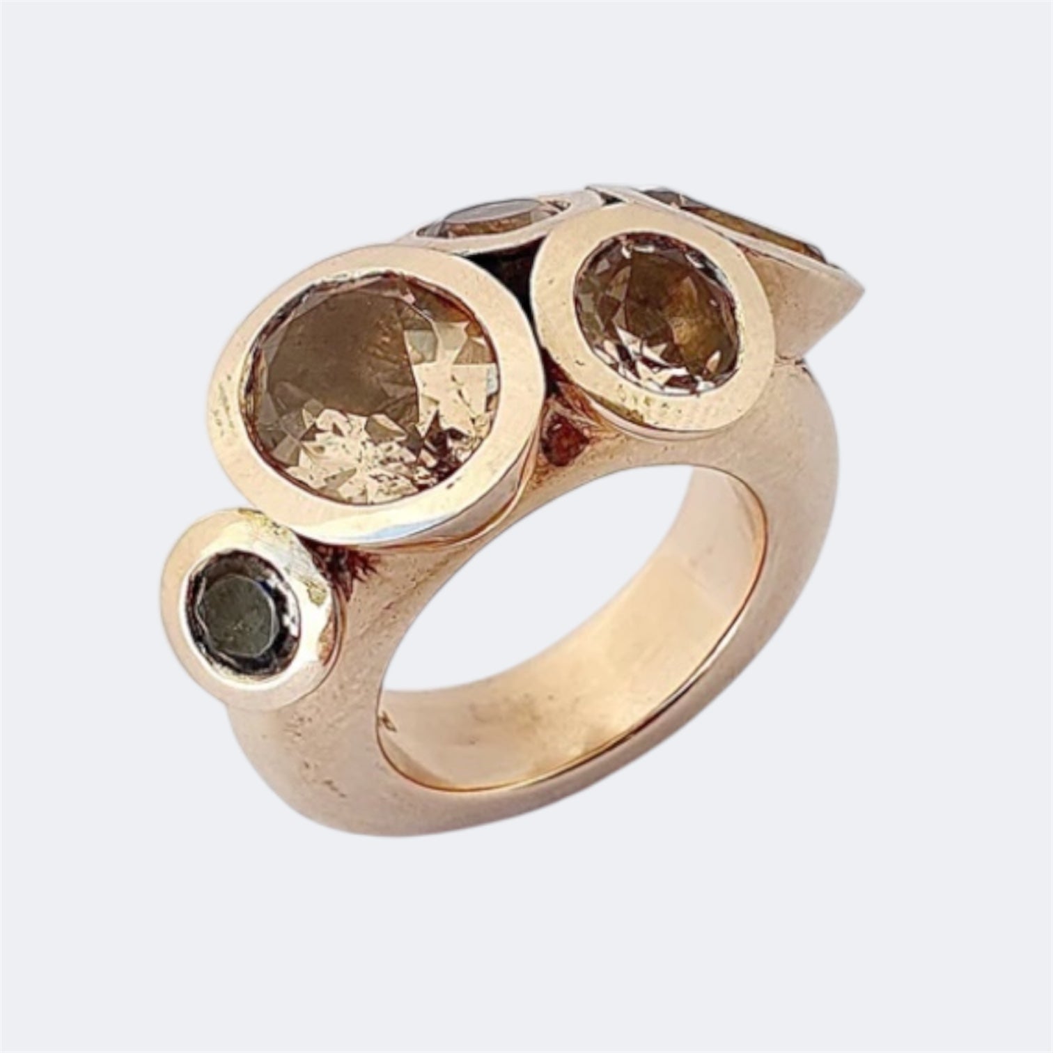 Champagne Quartz Octopus Ring in Bronze