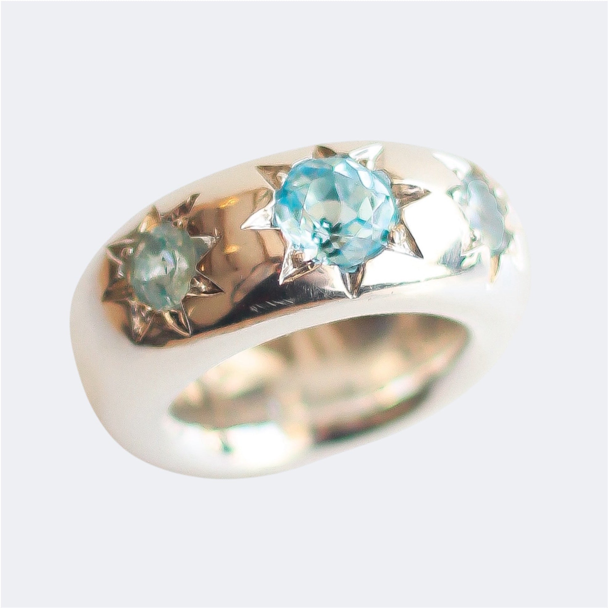 Sky Blue Topaz Star Ring in Sterling Silver