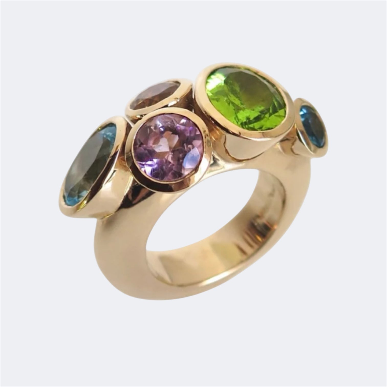 Mixed Stone Octopus Ring in Bronze