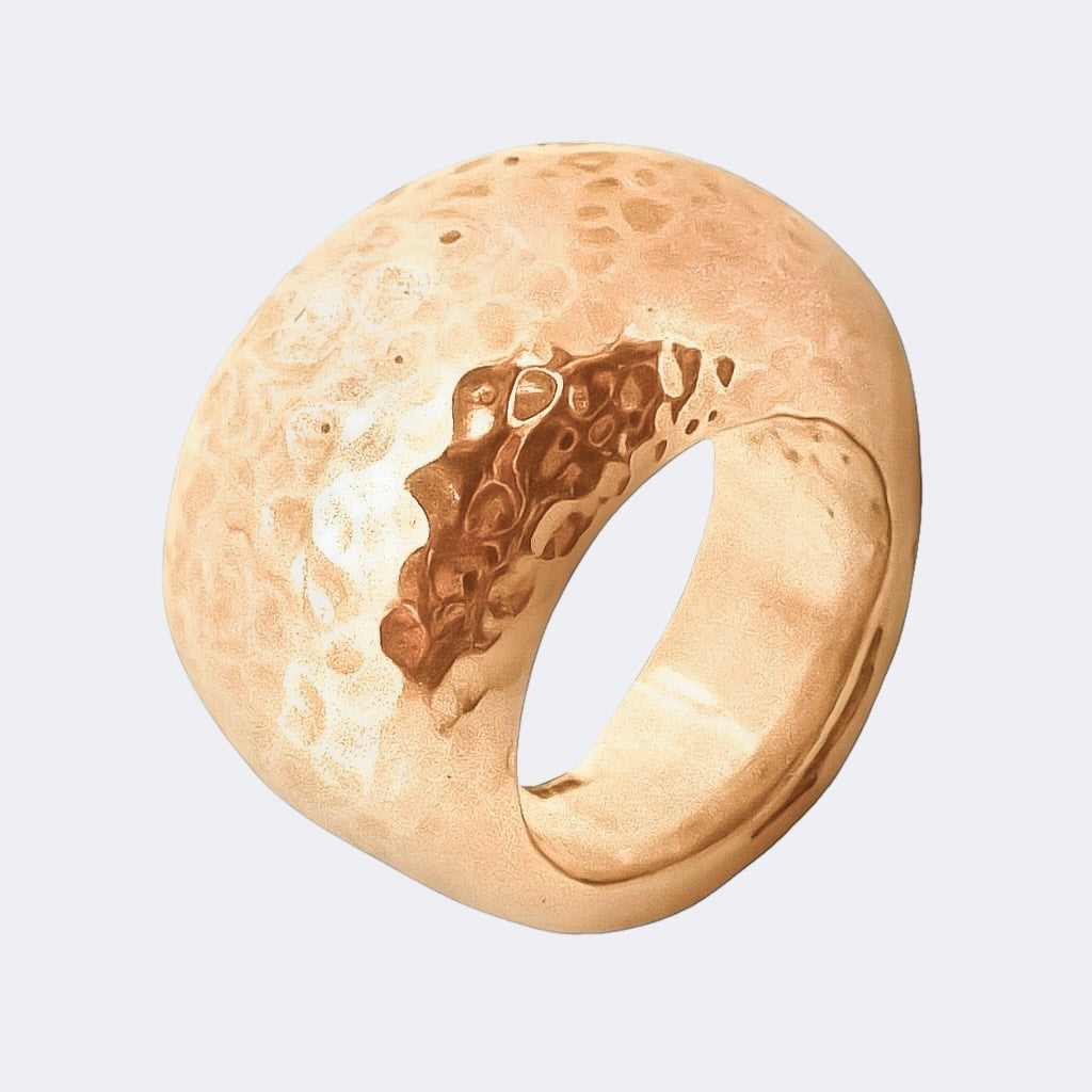 Domed Hammered Ring in Bronze