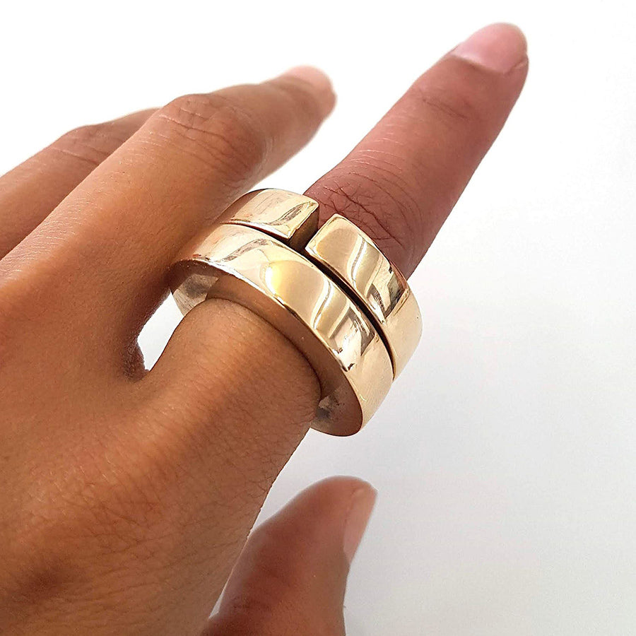 7mm Thin Flat Split Shank Ring in Bronze