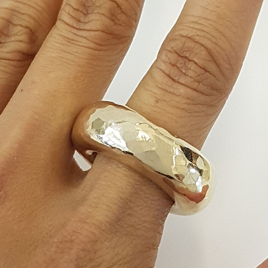 10mm Hammered Organic Bronze Ring