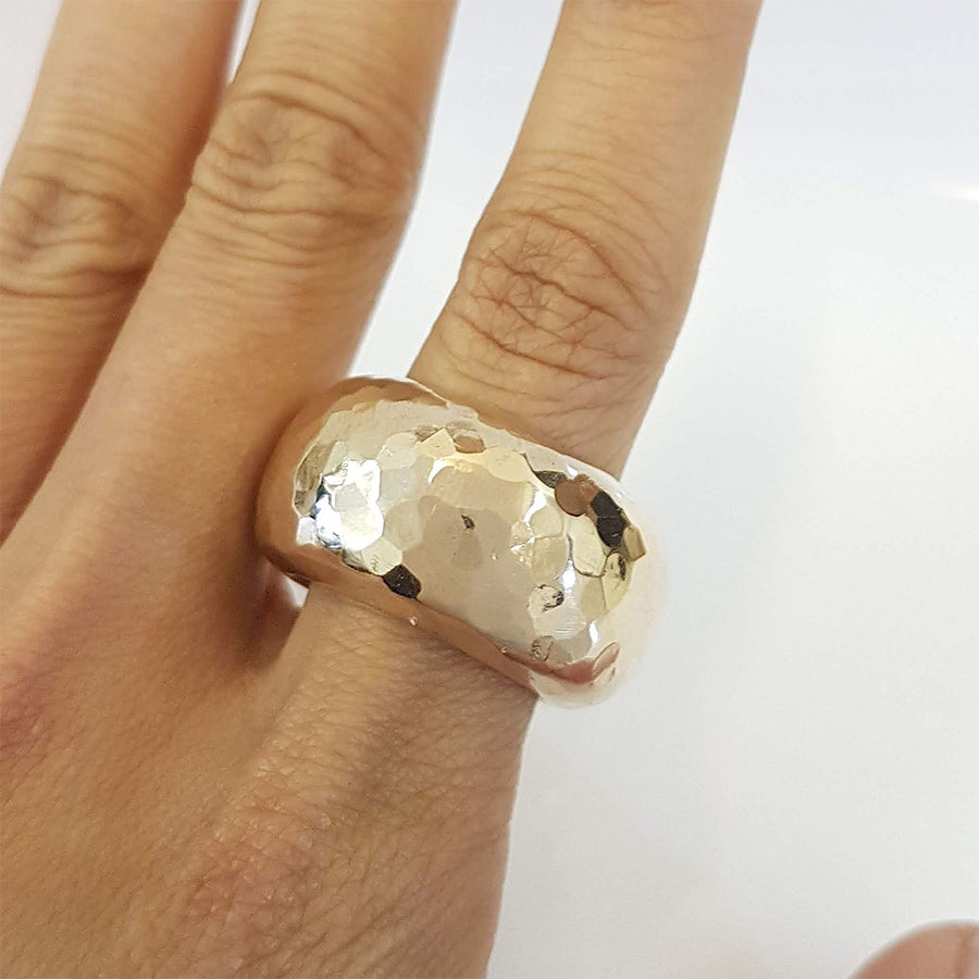 15mm Hammered Organic Ring in Bronze