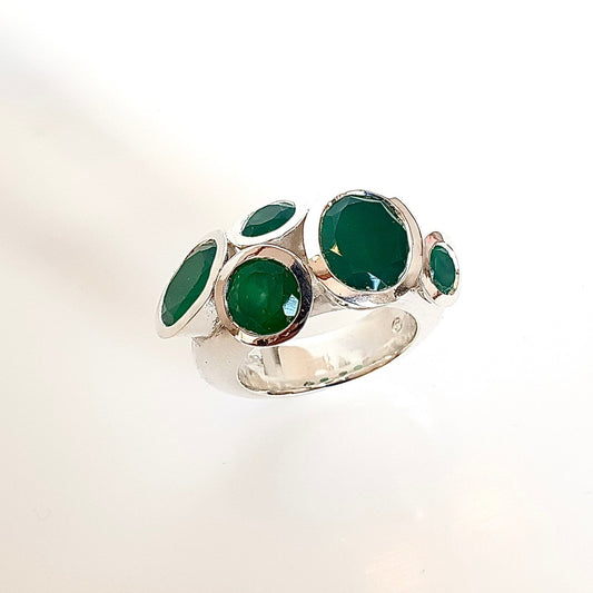Green Onyx Sterling Silver My Octopus Ring