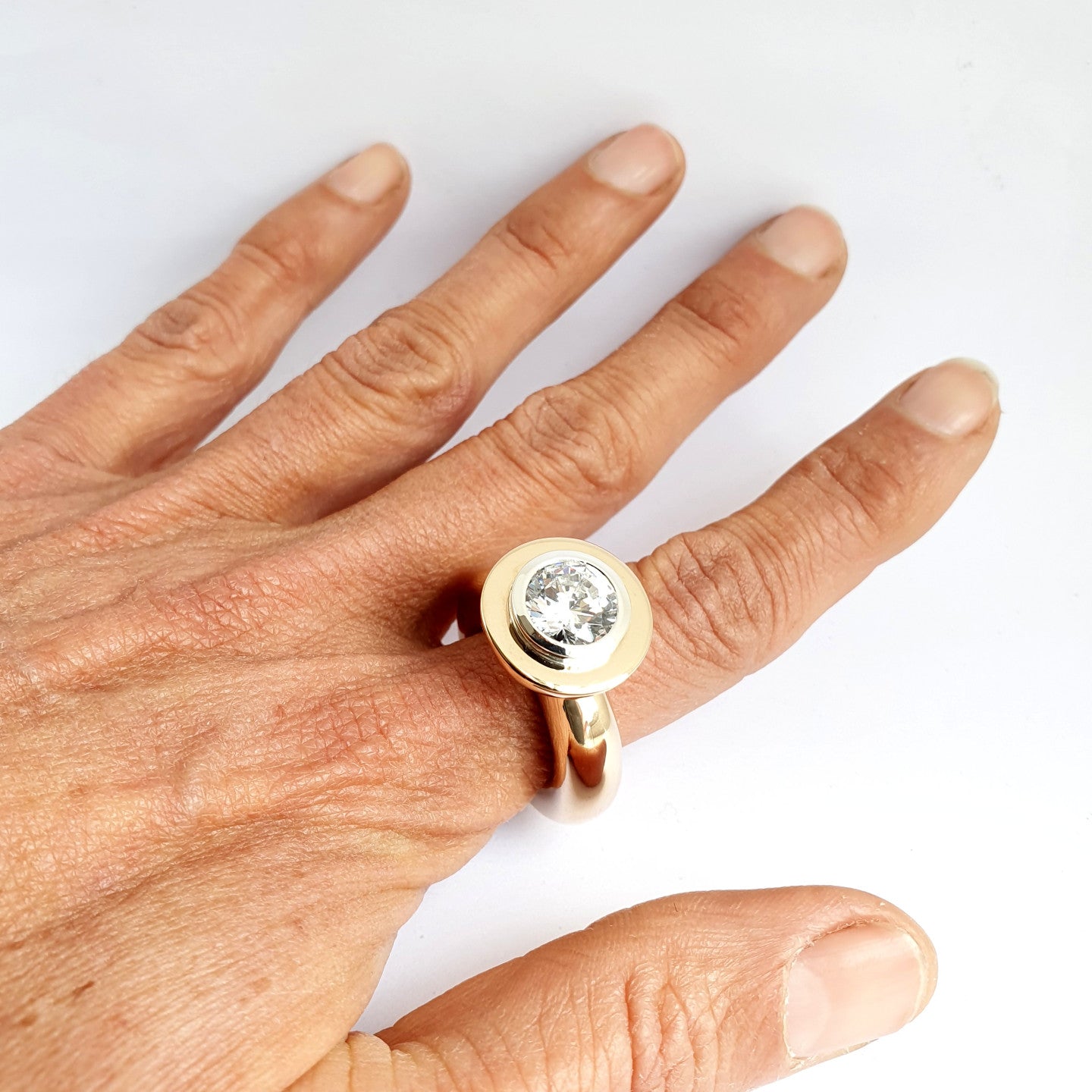 Cubic Zirconia Princess Ring in Bronze with Sterling Silver Setting