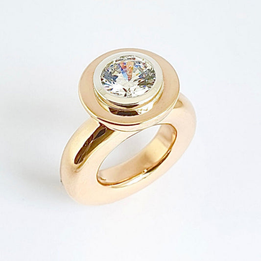 Cubic Zirconia Bronze Princess Ring with Silver Setting