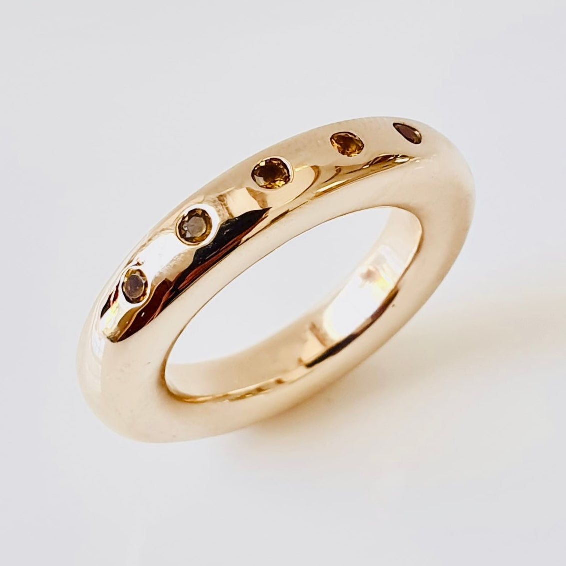Citrine Half Eternity Bronze Ring 6mm