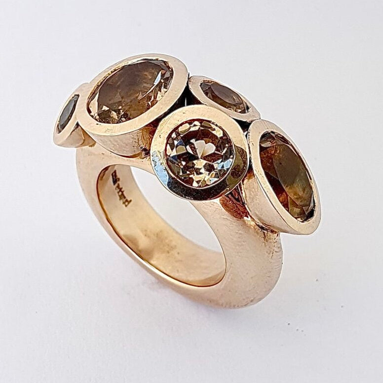 Champagne Quartz Octopus Ring in Bronze