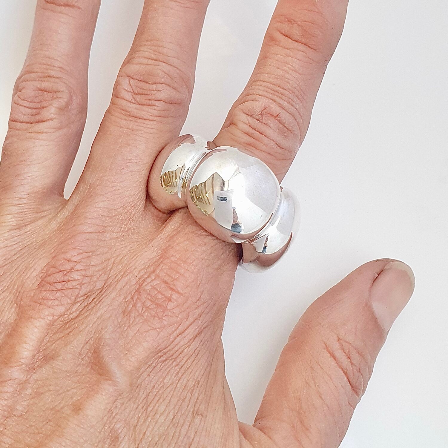 Giant Scalloped Ring in Sterling Silver