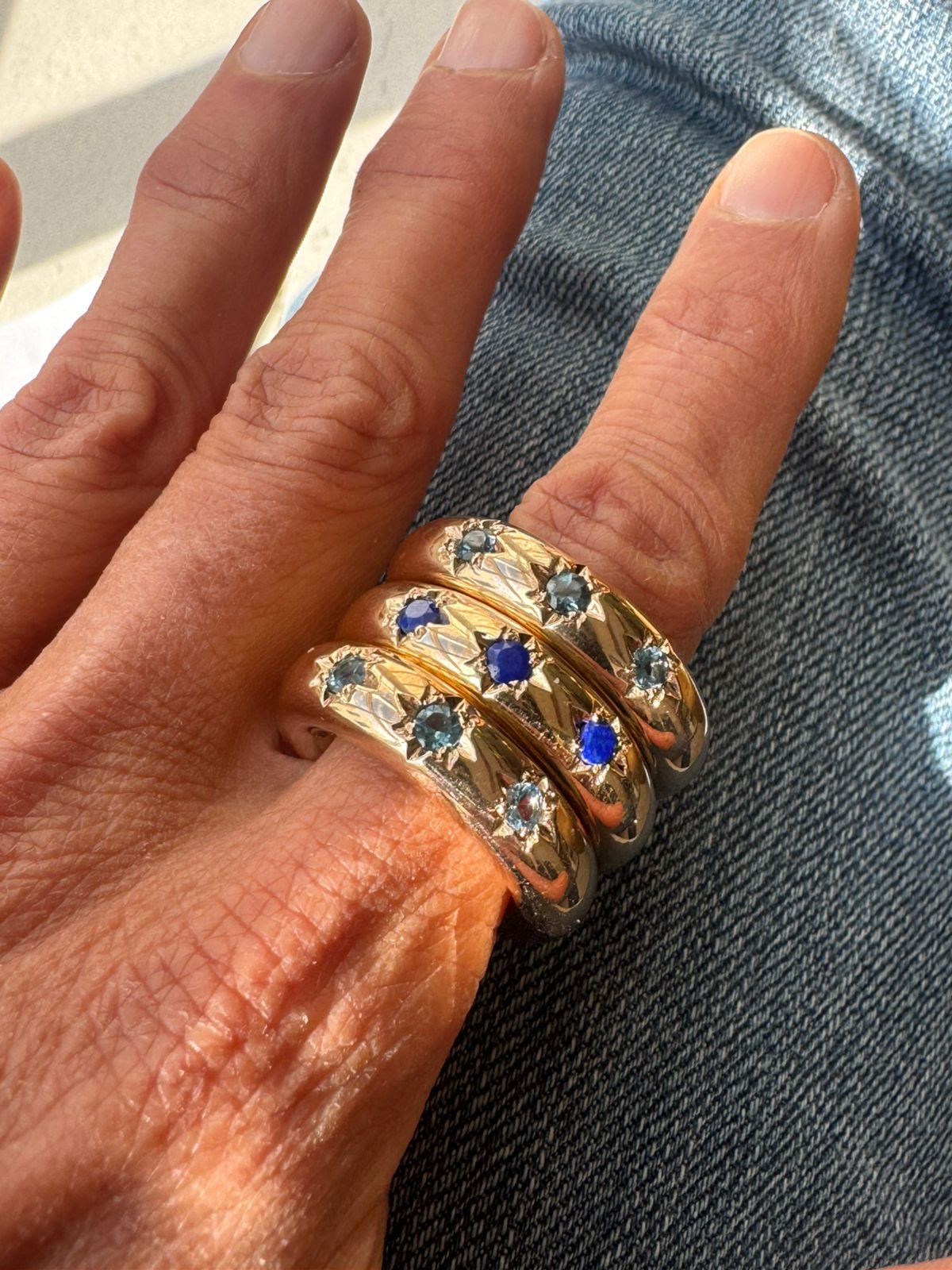 Sky Blue Topaz Star Ring in Bronze 7mm