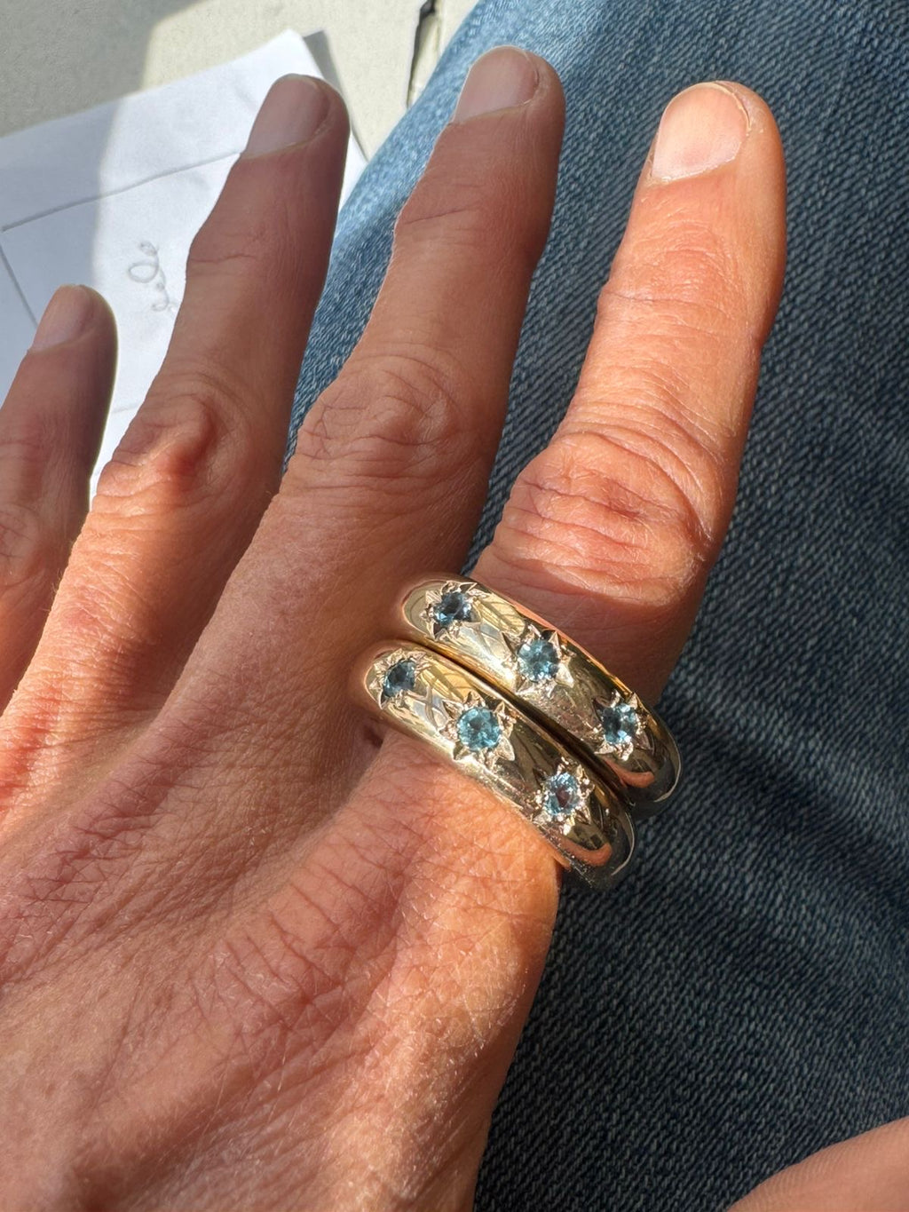 Sky Blue Topaz Star Ring in Bronze 7mm