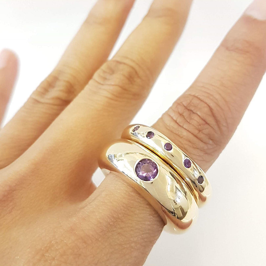 Amethyst Half Eternity Ring in Bronze 6mm