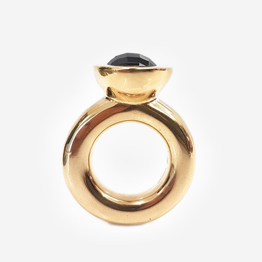 Black Onyx Princess Ring in Bronze
