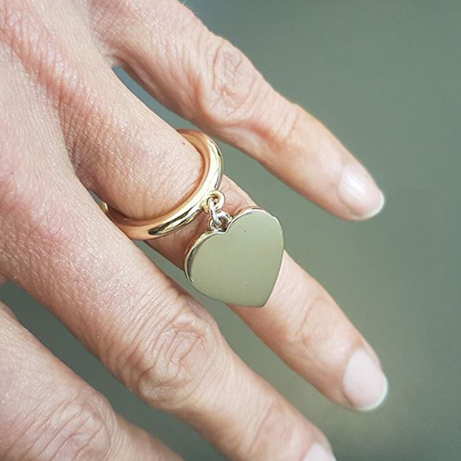 Heart Charm Bronze Ring 3mm