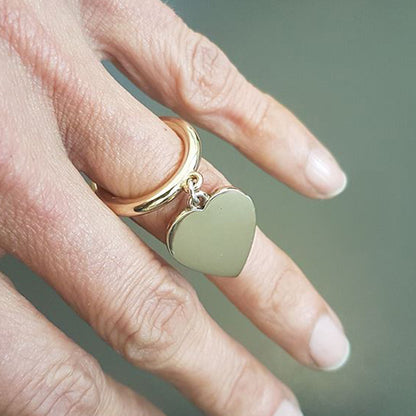 Heart Charm Bronze Ring 3mm