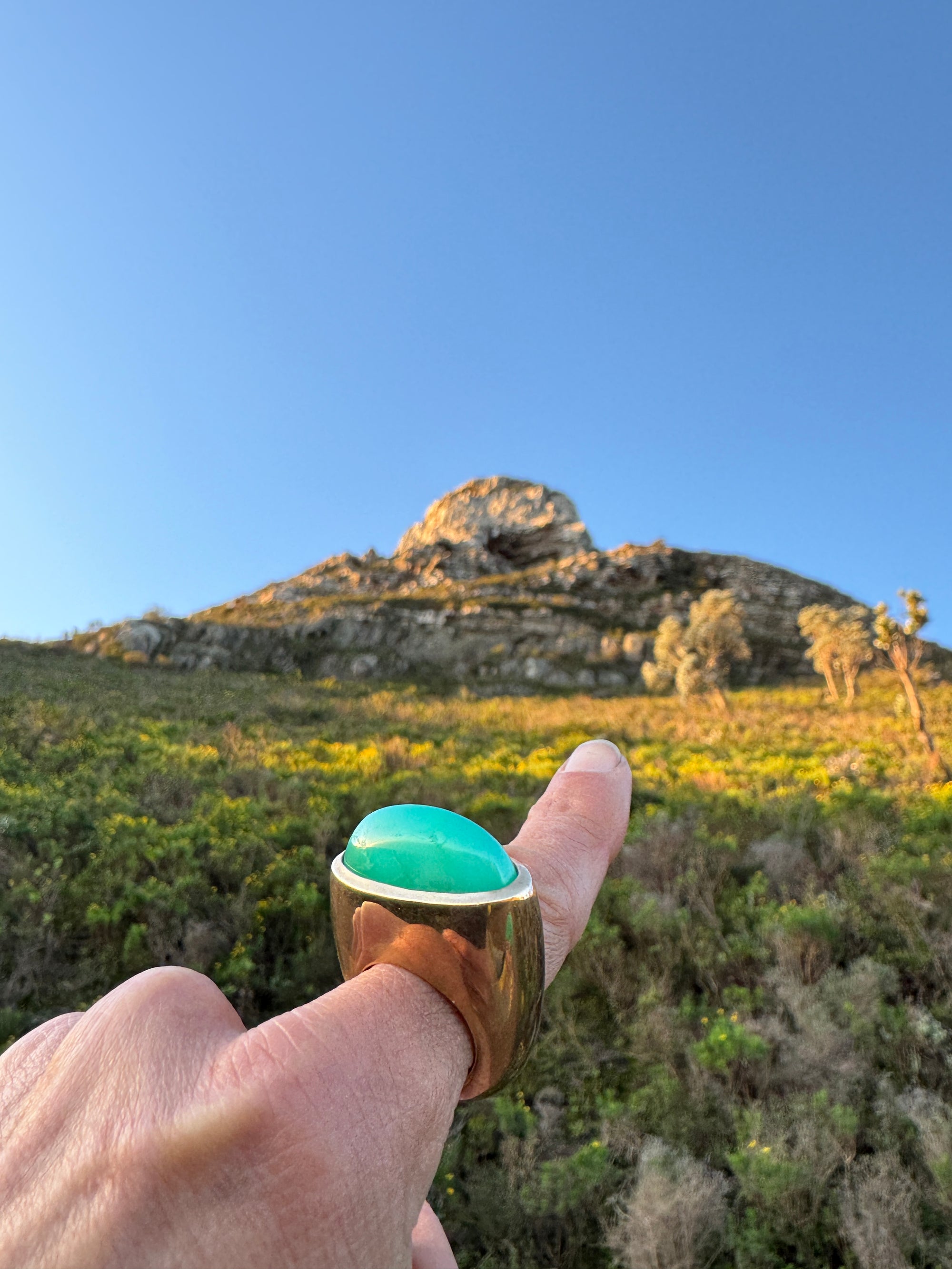 Chrysoprase Bullet Cut Bronze Ring