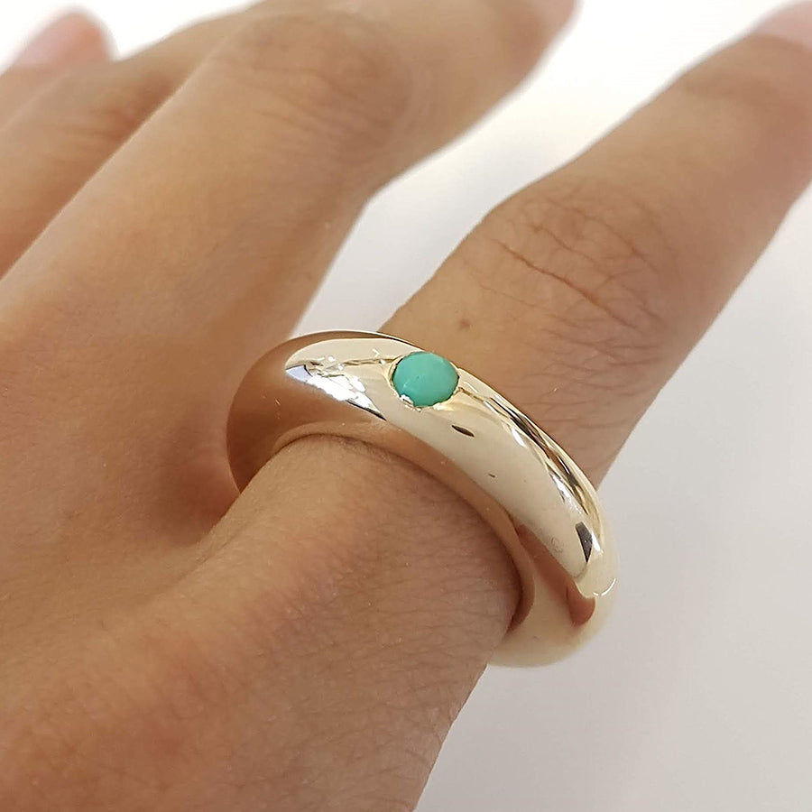 Chrysoprase Solitaire Ring in Bronze 6mm