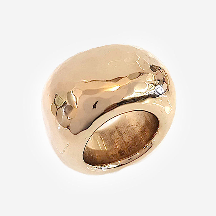 20mm Bronze Hammered Organic Domed Ring