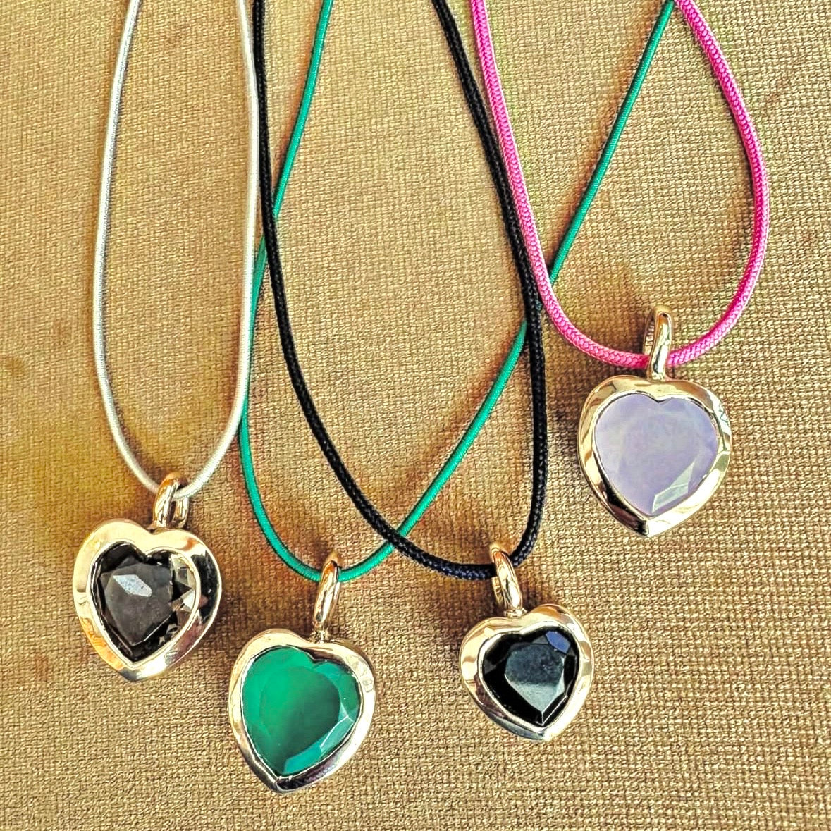 Big Bronze Heart Pendant with Smokey Quartz