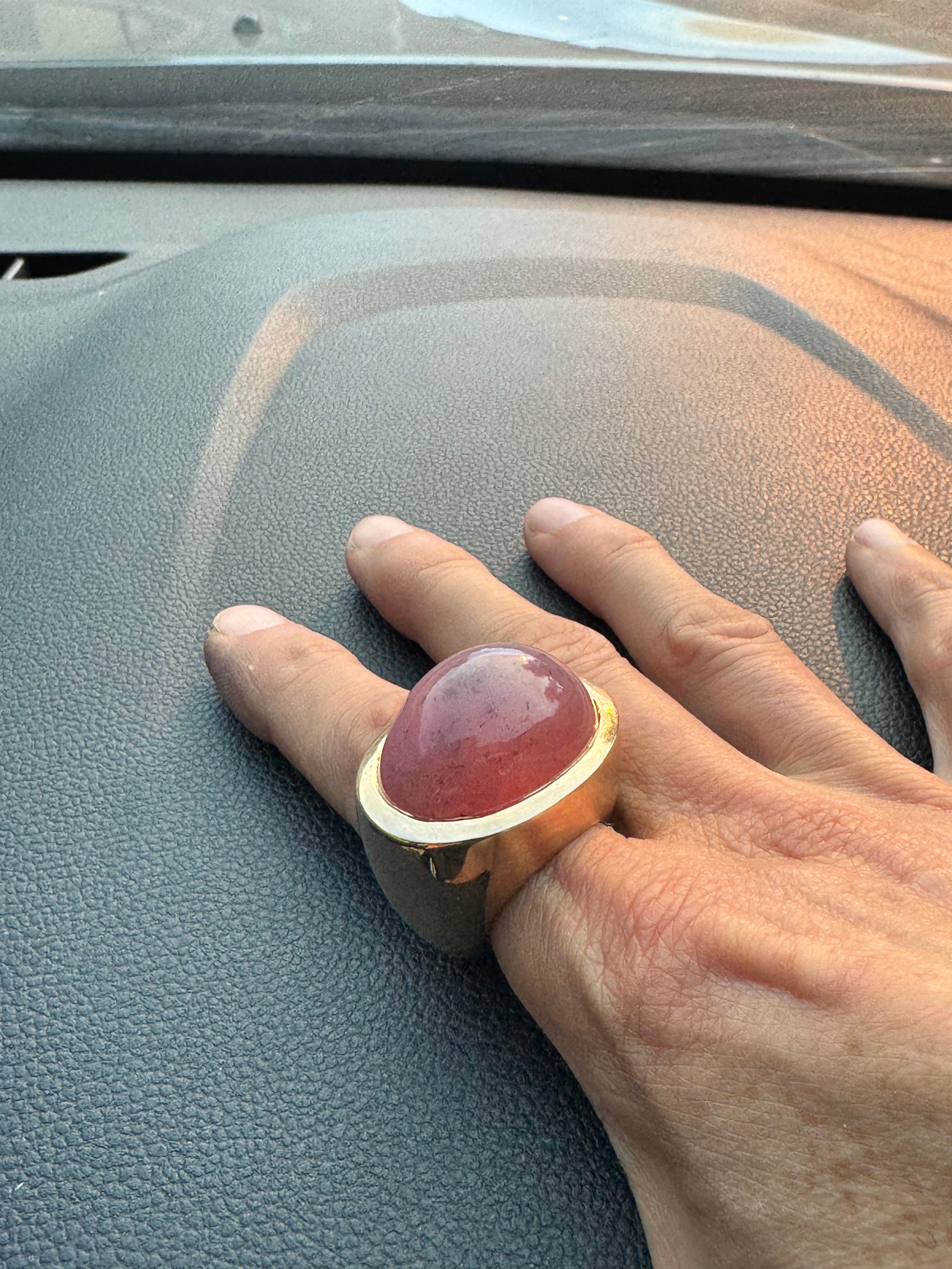 Red Transvaal Jade Ring in Bronze