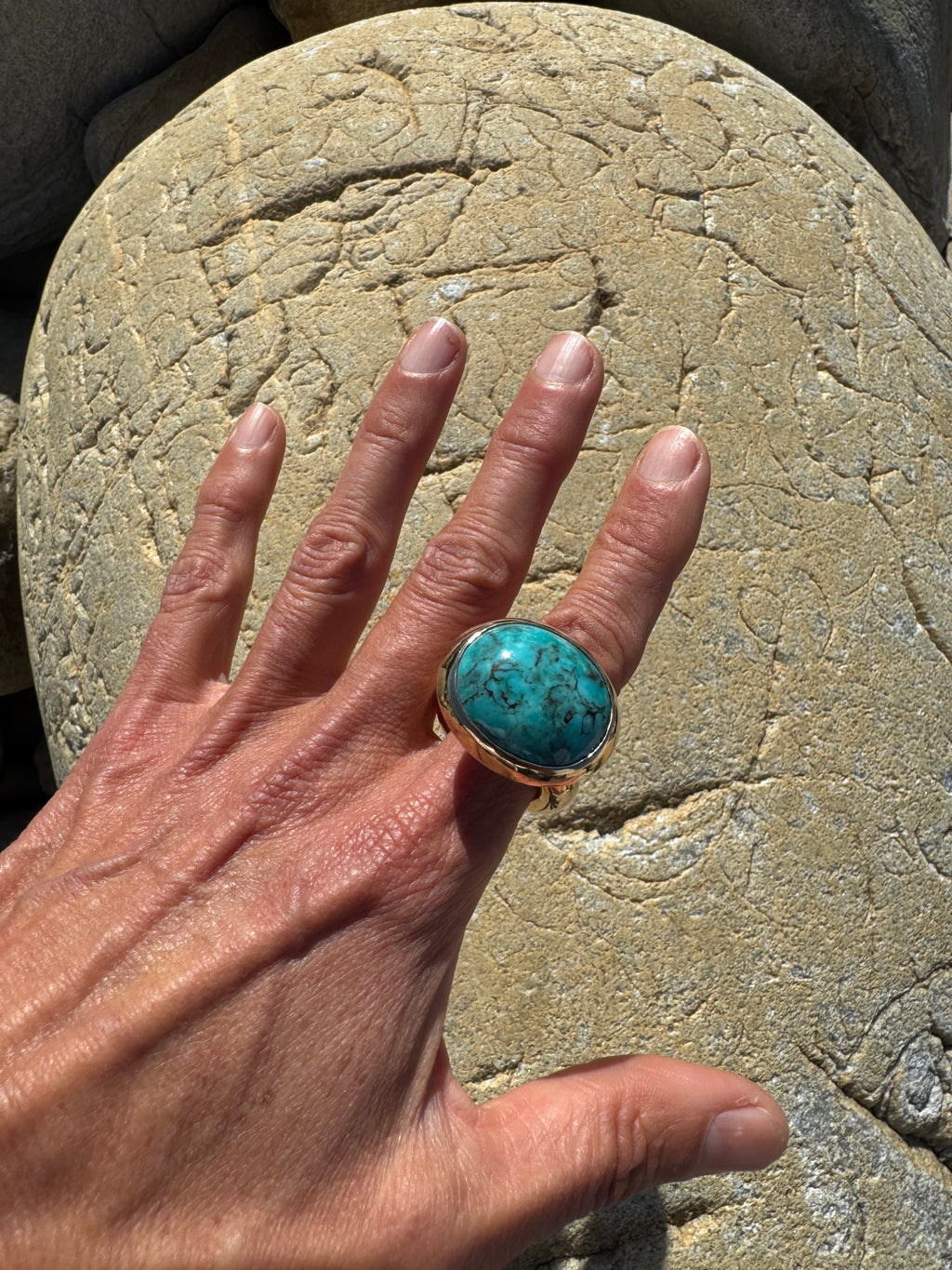 Turquoise Oval Cut Bronze Ring