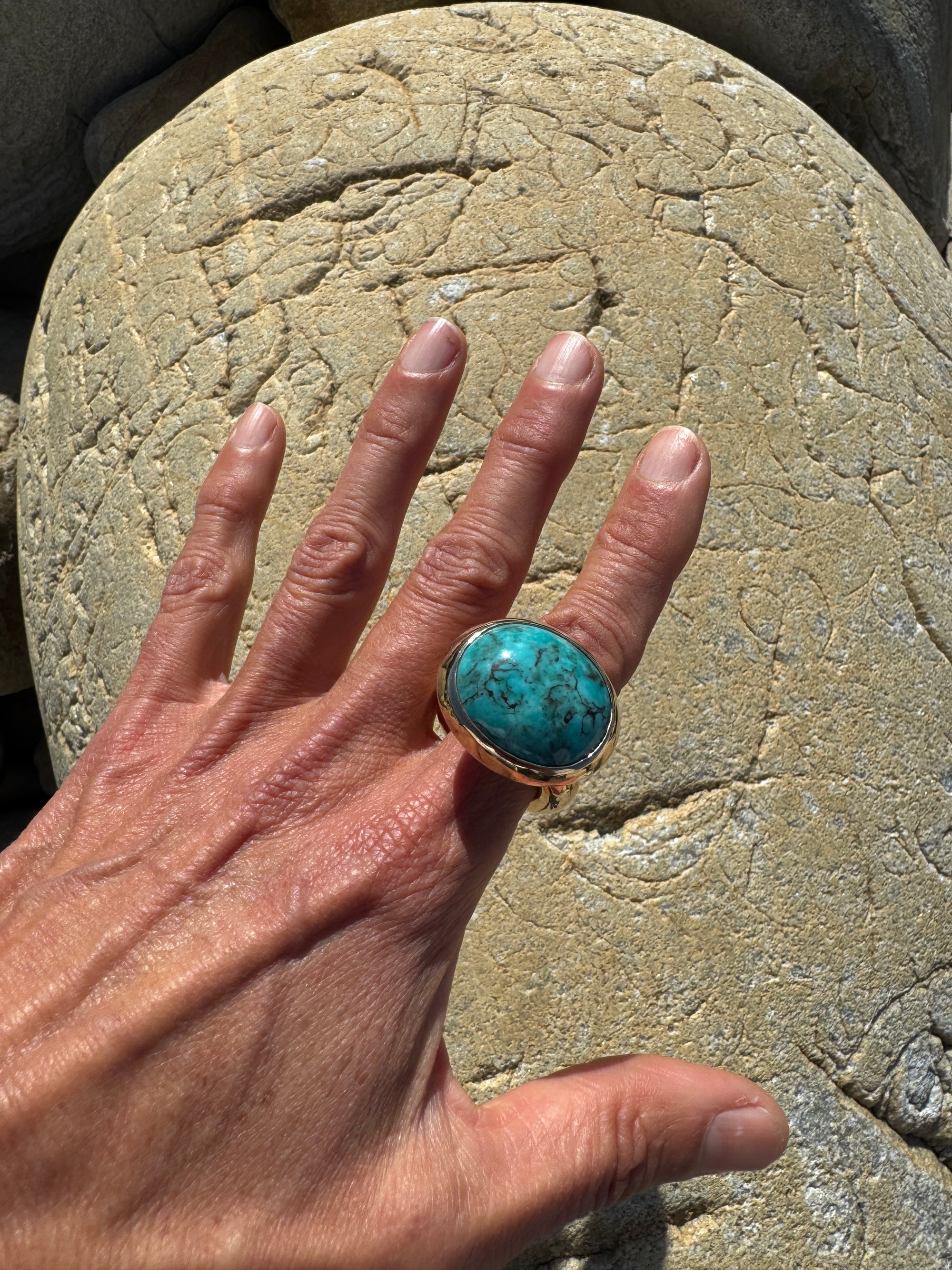 Turquoise Oval Cut Bronze Ring