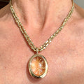 Carved Citrine Bronze Pendant with African Brass Beads