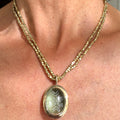 Carved Prasiolite Bronze Pendant with African Brass Beads