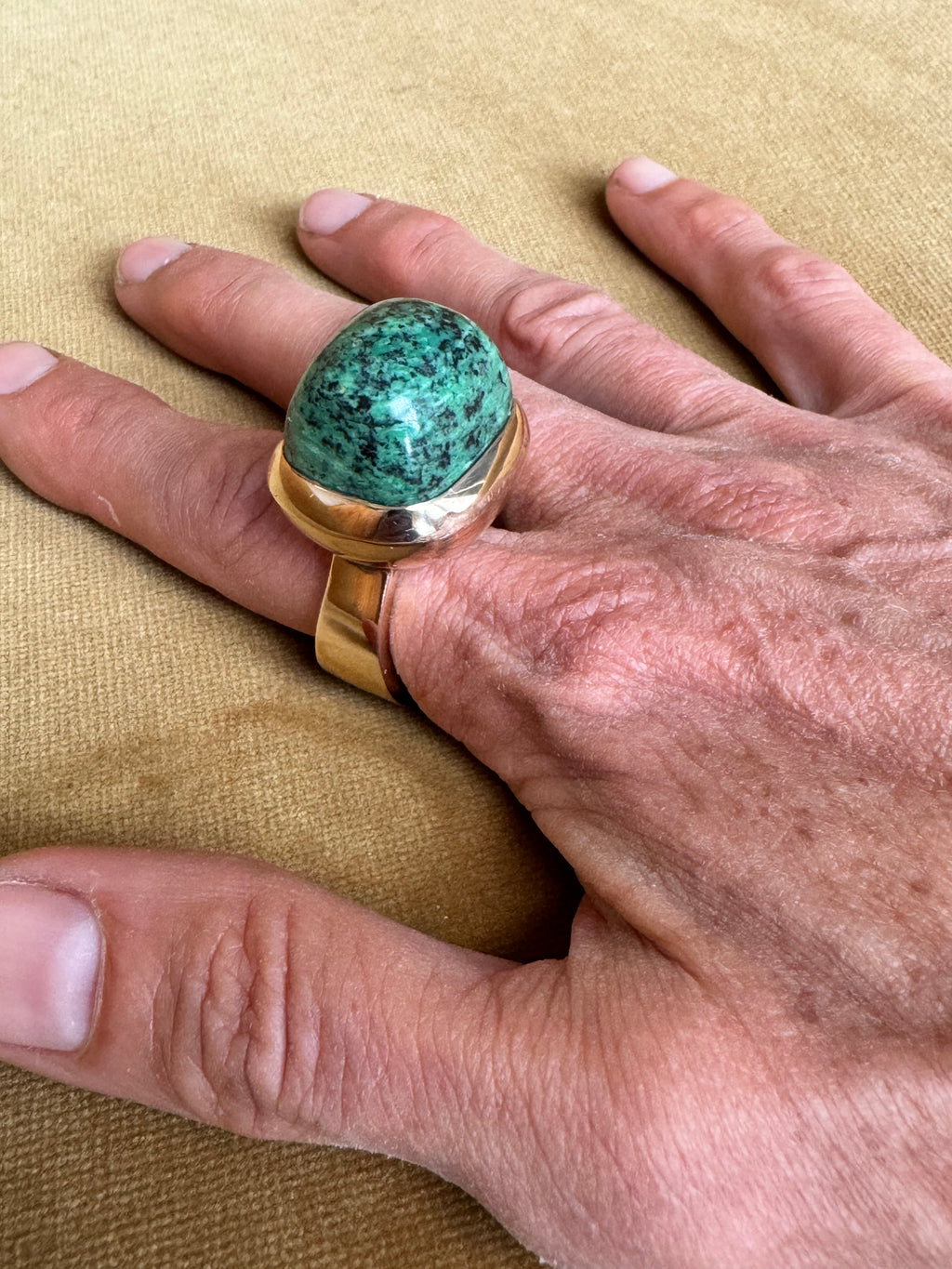 Speckled Jade Ring in Bronze