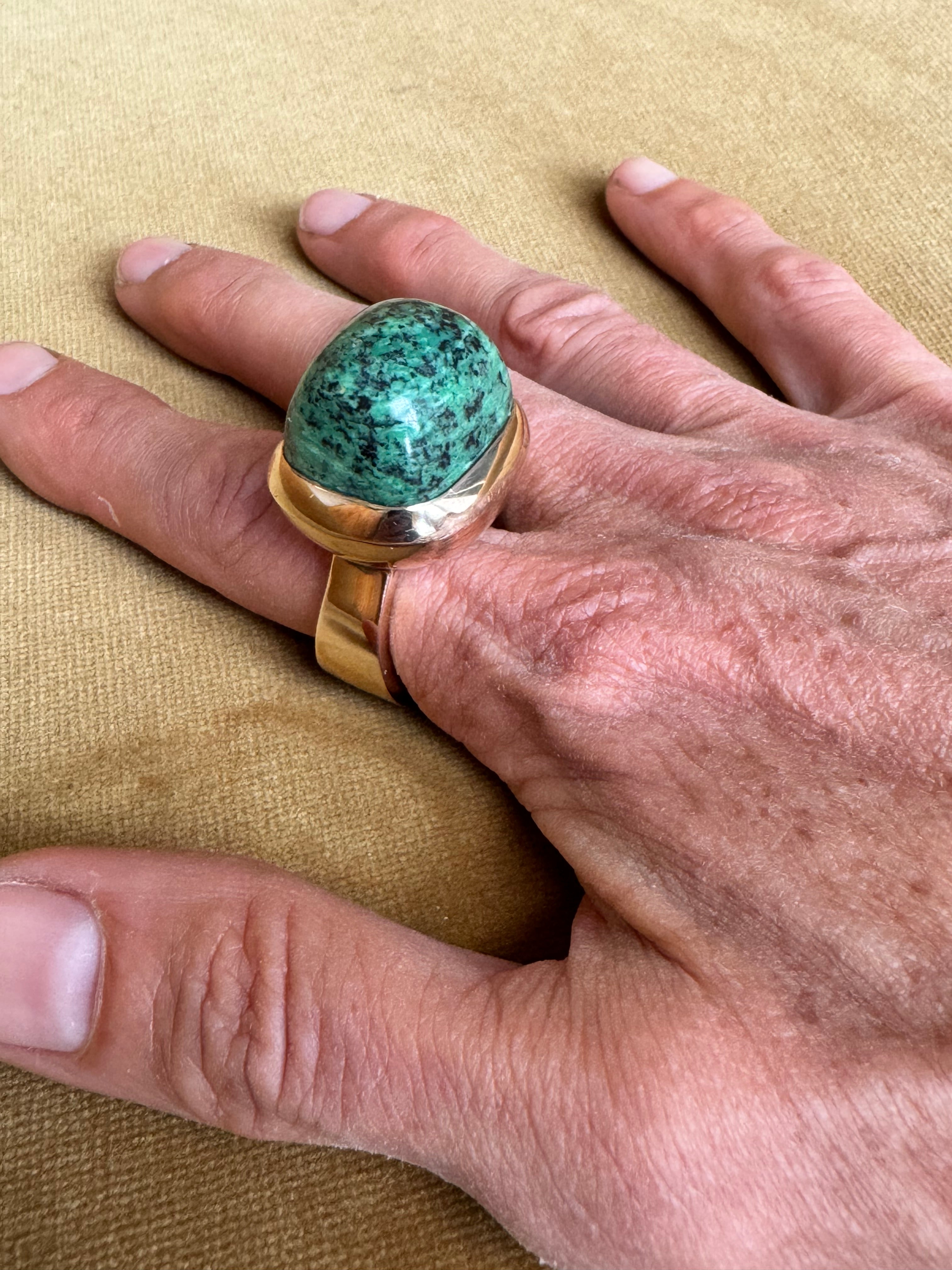 Speckled Jade Ring in Bronze