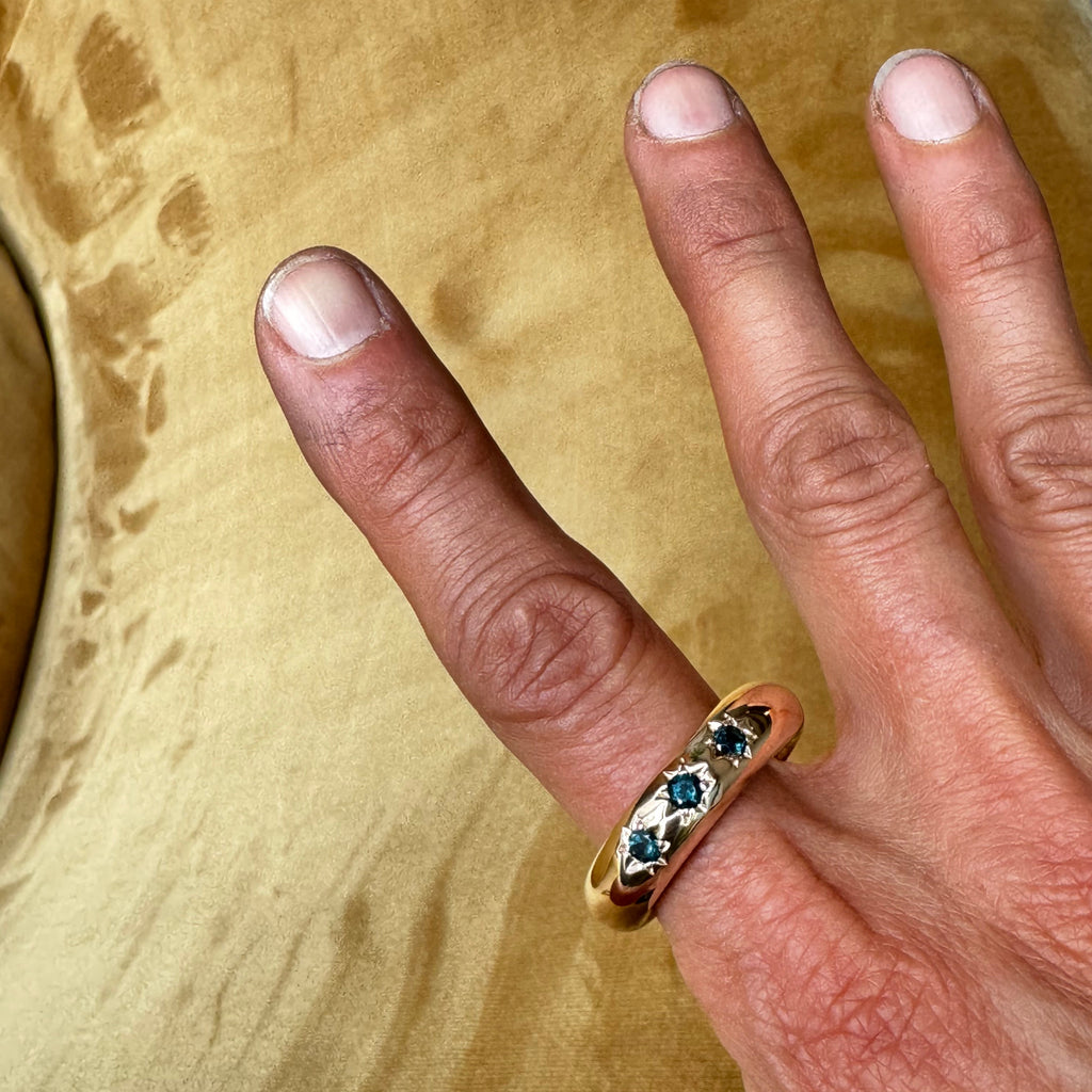 London Blue Topaz Star Ring in Bronze 7mm