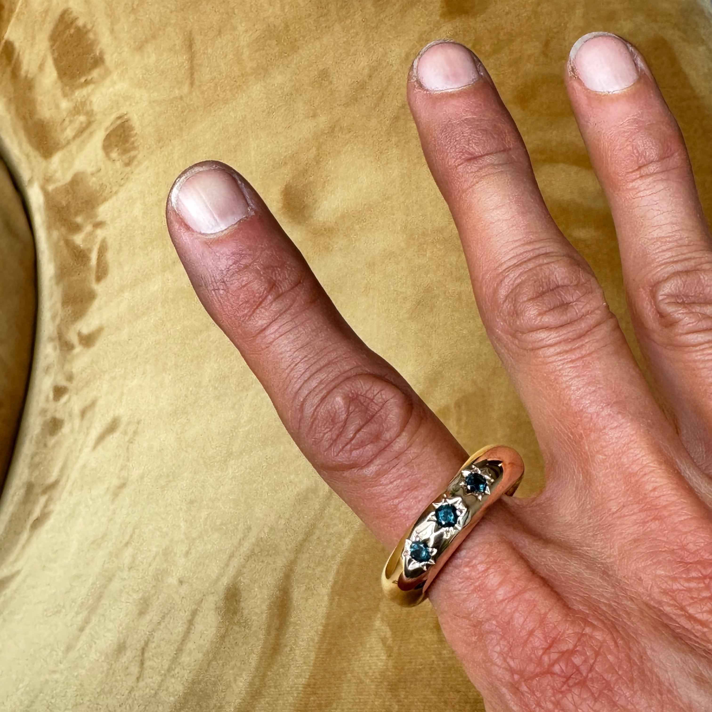 London Blue Topaz Star Ring in Bronze 7mm