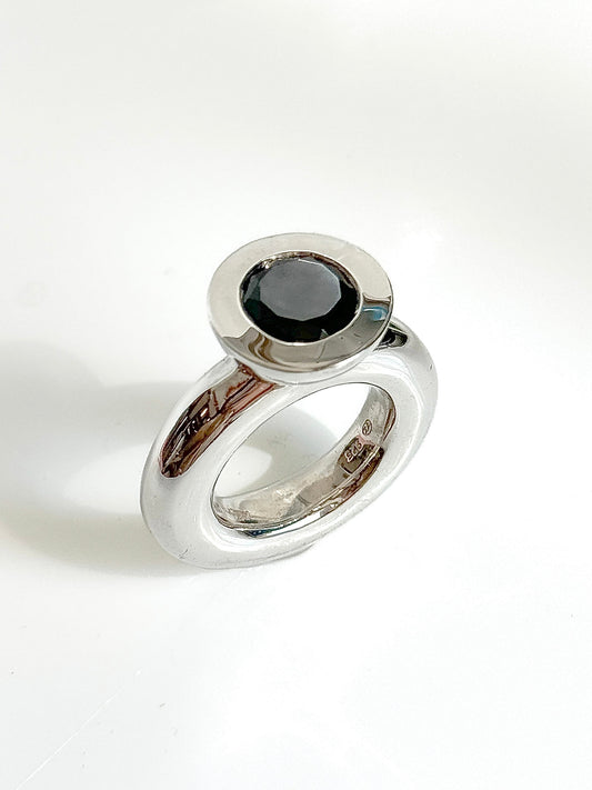 Onyx Sterling Silver Princess Ring