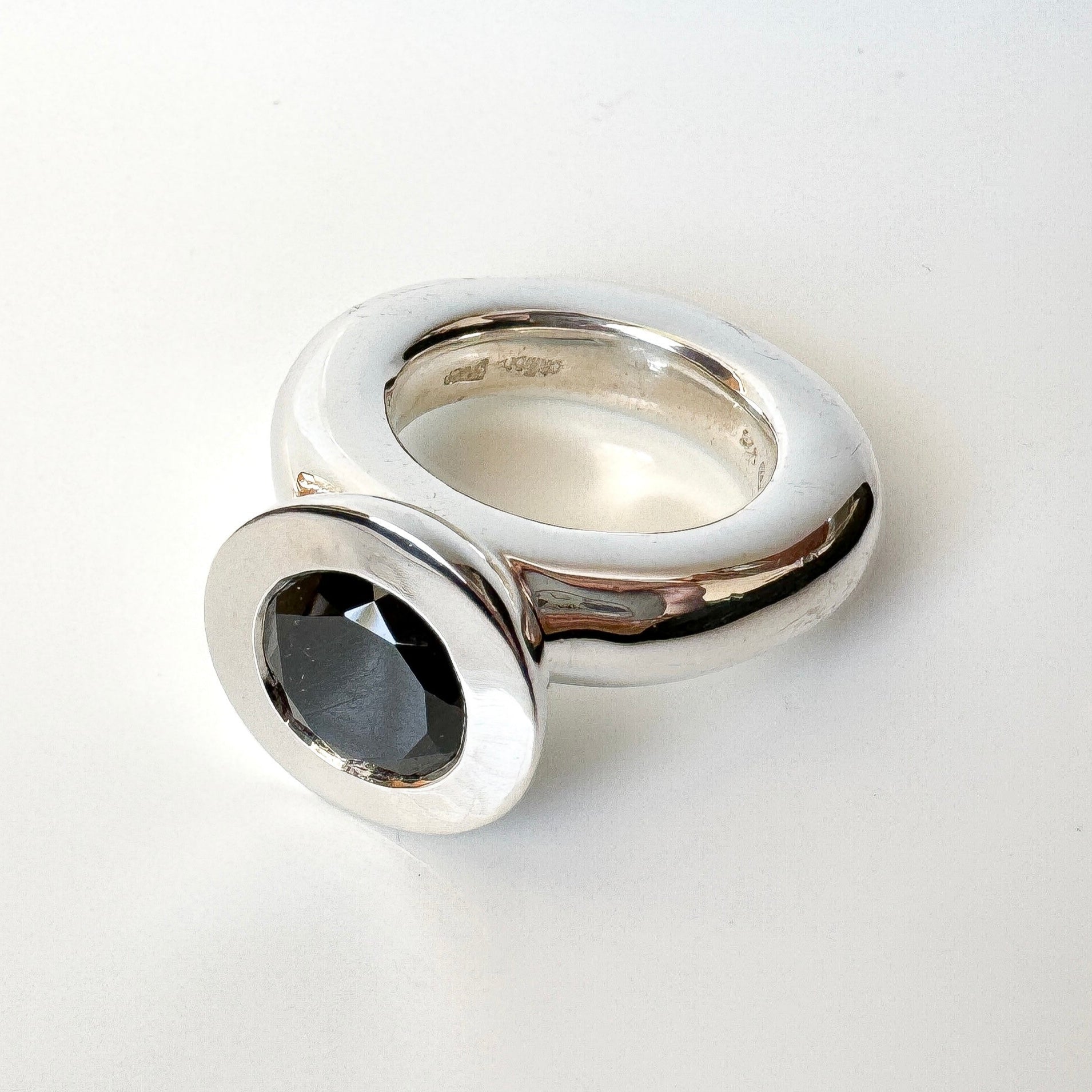 Black Onyx Princess Ring in Sterling Silver