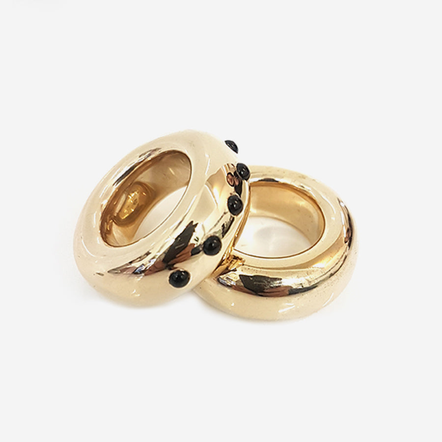 Black Onyx Half Eternity Bronze Ring 10mm