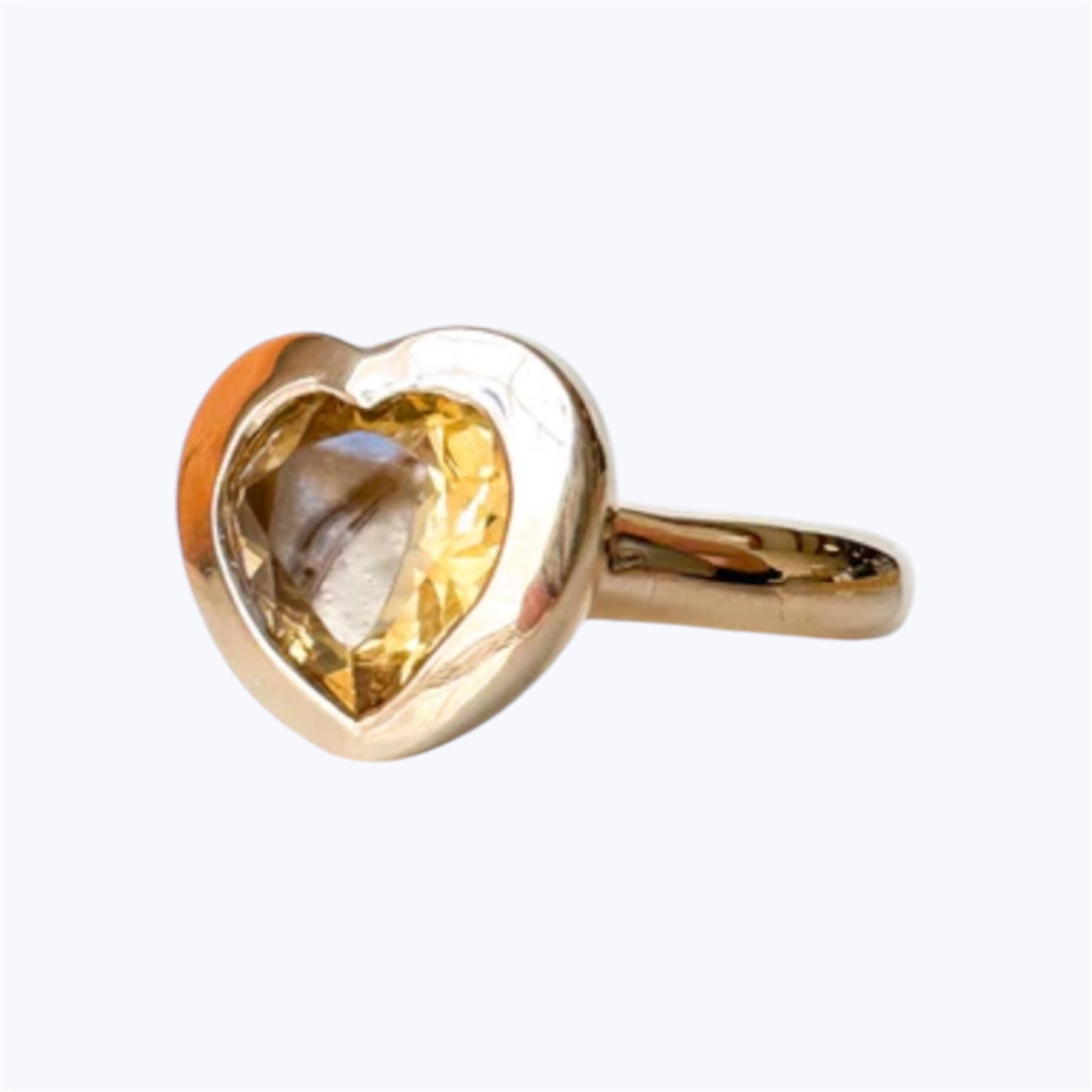 Small Citrine Heart Bronze Ring