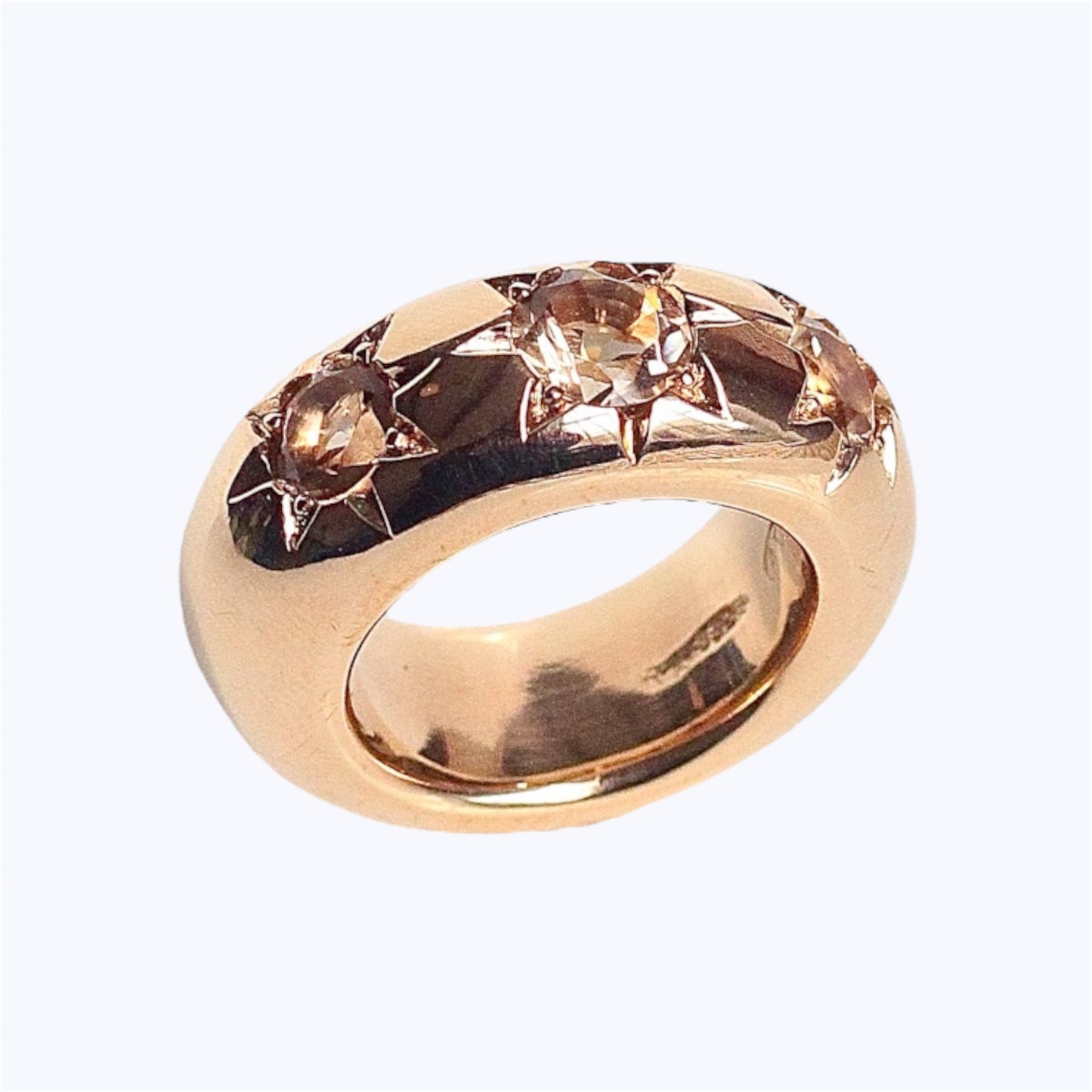 10mm Organic Bronze Star Ring With Champagne Quartz
