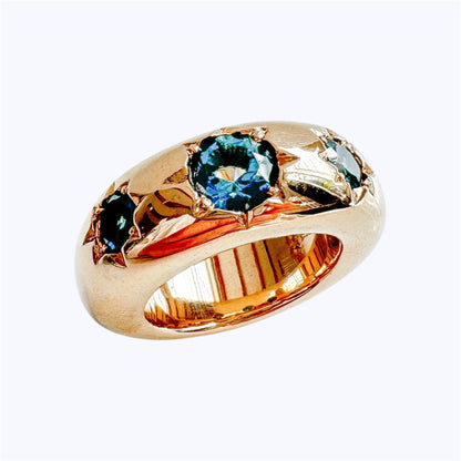 10mm Organic Bronze Star Ring With London Blue Topaz