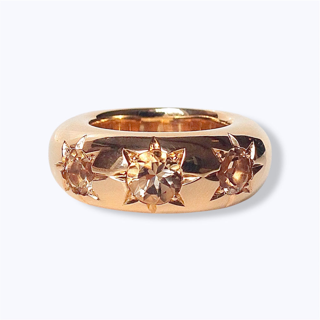 Champagne Quartz Star Ring in Bronze