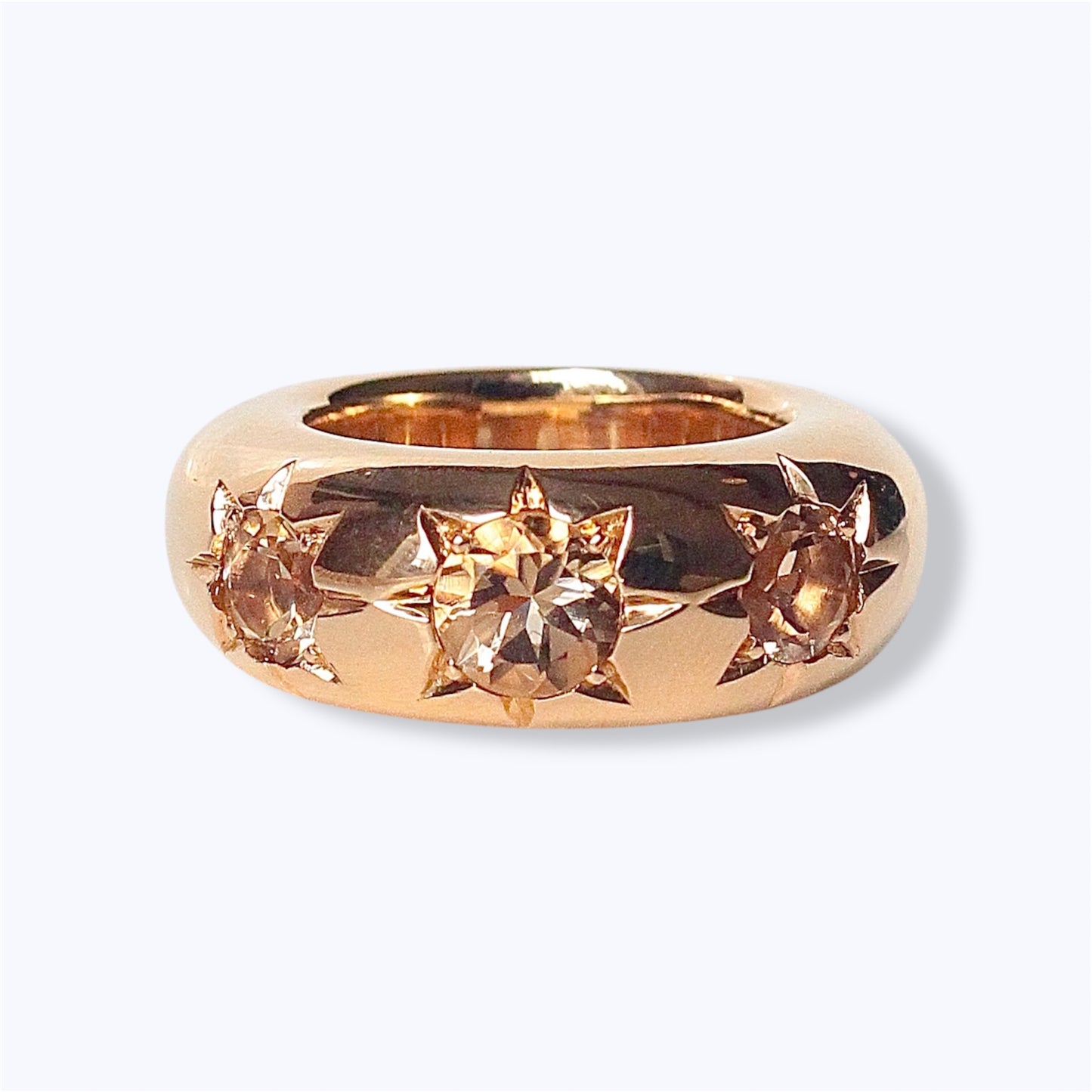 Organic Bronze Star Ring With Champagne Quartz