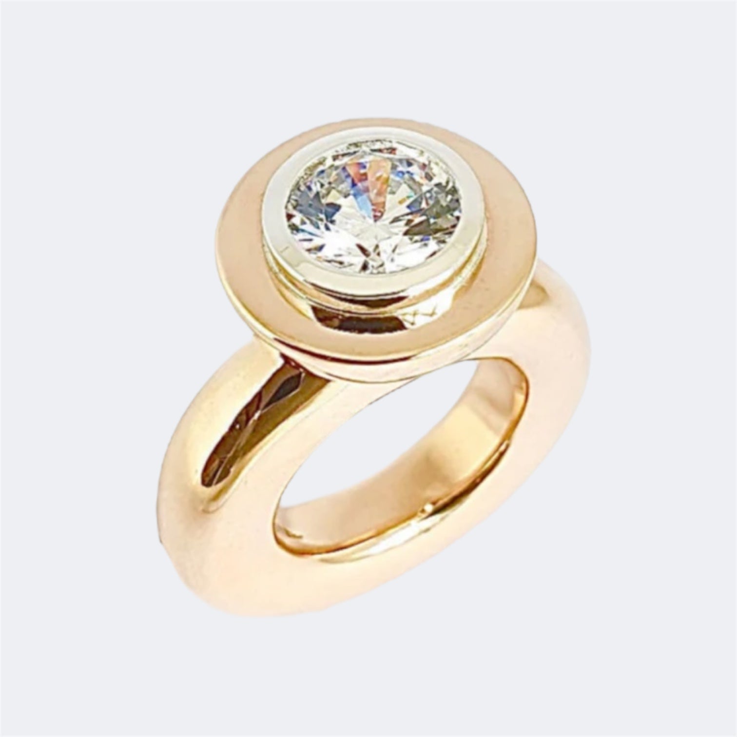 Cubic Zirconia Princess Ring in Bronze with Sterling Silver Setting