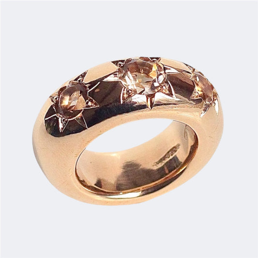 Organic Bronze Star Ring With Champagne Quartz