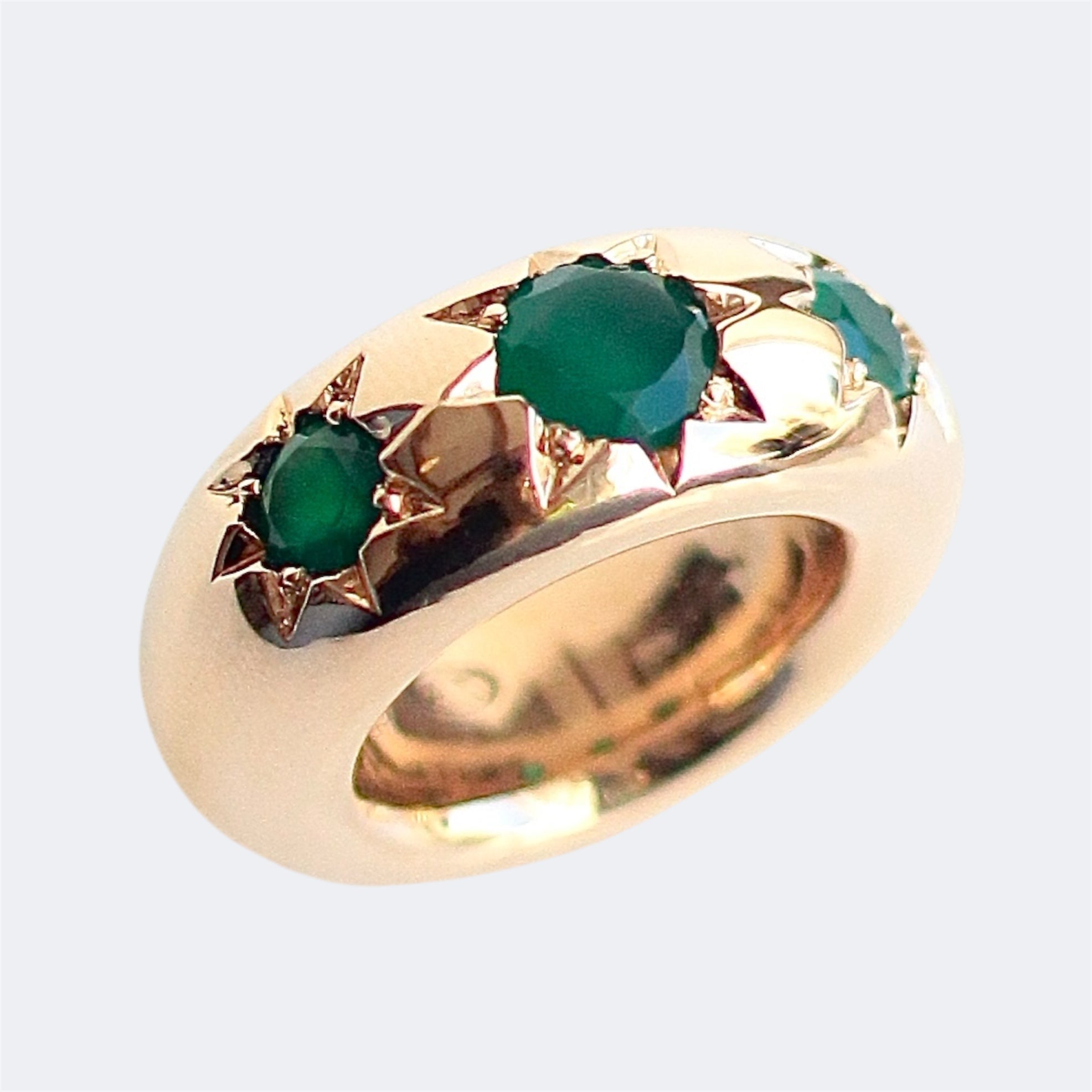 Green Onyx Star Ring in Bronze