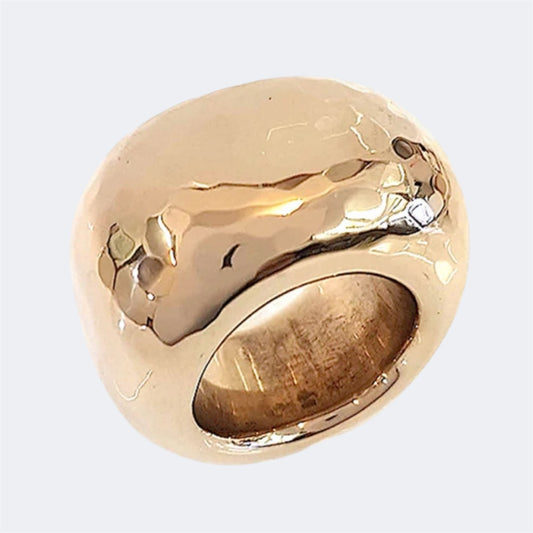 20mm Bronze Hammered Organic Domed Ring