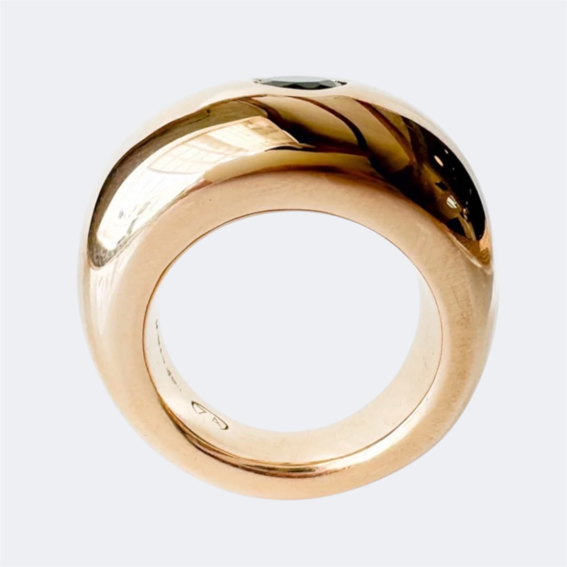 Black Onyx Tapered Solitaire Ring in Bronze